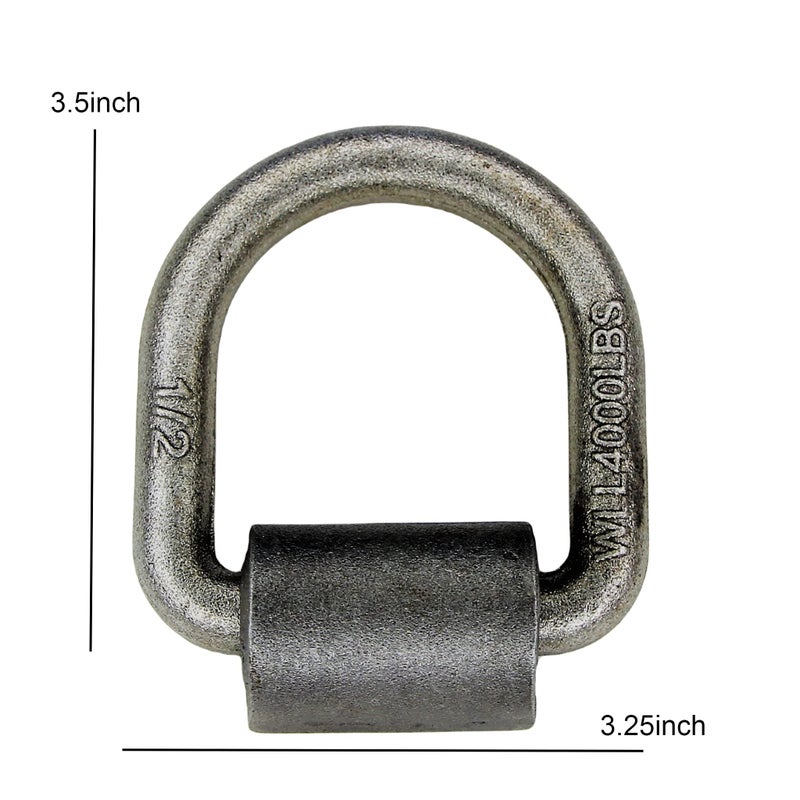 WorldPac (Pack of 4) 1/2-inch, 4,000 Lbs Working Load Limit Capacity Weld-on Flip D-Ring Anchor - Image 2